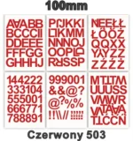 Samoprzylepny alfabet i cyfry 100 mm kolor czerwony Samoprzylepny alfabet i cyfry 100 mm kolor czerwony z folii winylowej