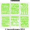 Samoprzylepny alfabet i cyfry 100 mm kolor limonkowy Samoprzylepny alfabet i cyfry 100 mm kolor limonkowy z folii winylowej