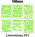 Samoprzylepny alfabet i cyfry 100 mm kolor limonkowy Samoprzylepny alfabet i cyfry 100 mm kolor limonkowy z folii winylowej