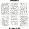 Samoprzylepny alfabet i cyfry 100 mm kolor szary Samoprzylepny alfabet i cyfry 100 mm kolor szary z folii winylowej