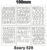 Samoprzylepny alfabet i cyfry 100 mm kolor szary Samoprzylepny alfabet i cyfry 100 mm kolor szary z folii winylowej