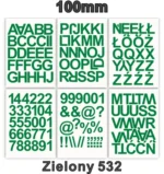 Samoprzylepny alfabet i cyfry 100 mm kolor zielony Samoprzylepny alfabet i cyfry 100 mm kolor zielony z folii winylowej