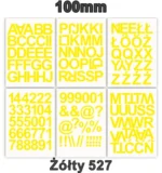 Samoprzylepny alfabet i cyfry 100 mm kolor żółty Samoprzylepny alfabet i cyfry 100 mm kolor żółty z folii winylowej