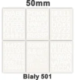 Samoprzylepny alfabet i cyfry 50 mm kolor biały Samoprzylepny alfabet i cyfry 50 mm kolor biały z folii winylowej