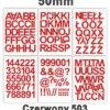 Samoprzylepny alfabet i cyfry 50 mm kolor czerwony Samoprzylepny alfabet i cyfry 50 mm kolor czerwony z folii winylowej