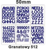 Samoprzylepny alfabet i cyfry 50 mm kolor granatowy Samoprzylepny alfabet i cyfry 50 mm kolor granatowy z folii winylowej