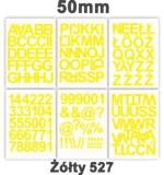 Samoprzylepny alfabet i cyfry 50 mm kolor żółty Samoprzylepny alfabet i cyfry 50 mm kolor żółty z folii winylowej
