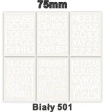 Samoprzylepny alfabet i cyfry 75 mm kolor biały z folii winylowej