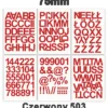 Samoprzylepny alfabet i cyfry 75 mm kolor czerwony z folii winylowej
