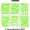 Samoprzylepny alfabet i cyfry 75 mm kolor limonkowy z folii winylowej
