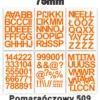 Samoprzylepny alfabet i cyfry 75 mm kolor pomarańczowy z folii winylowej