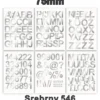 Samoprzylepny alfabet i cyfry 75 mm kolor srebrny metalizowany z folii winylowej