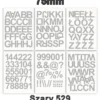 Samoprzylepny alfabet i cyfry 75 mm kolor szary z folii winylowej