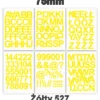 Samoprzylepny alfabet i cyfry 75 mm kolor żółty z folii winylowej